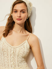 Crochet Knit Vest With Decor Button