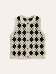 Embroidered Diamond Pattern Knit Vest