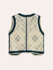 Embroidered Crochet Knit Vest