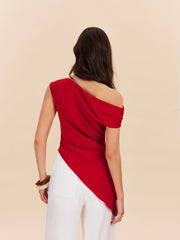 Cotton & Linen One-Shoulder Top