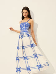 Print Adujstable Spaghetti Strap Zipper Dress