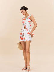 Floral Button-Front Shorts Set