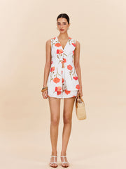 Floral Button-Front Shorts Set