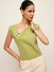 Metal Detail Knit Top