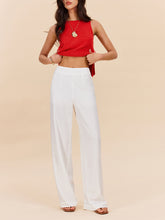 Cotton & Linen Semi-Sheer High-Waist Pants