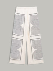 Mid-Waist Geometric Print Wide-Leg Pants