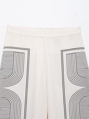 Mid-Waist Geometric Print Wide-Leg Pants