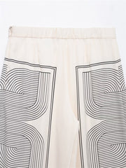 Mid-Waist Geometric Print Wide-Leg Pants
