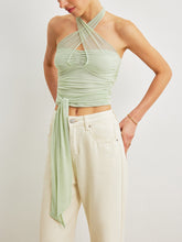 Criss-Cross Halter Linen Crop Top