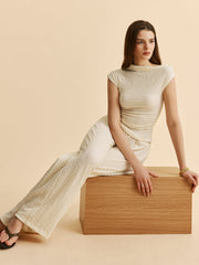 Textured Top With Wide-Leg Pants Set