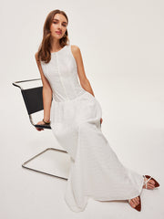 Button-Front Cotton Sleeveless Dress