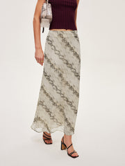 Mid-Waist Print Flowy Skirt