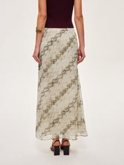 Mid-Waist Print Flowy Skirt