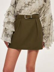 Mid-Waist Belted Skirt