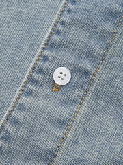 Asymmetrical Collar Denim Crop Shirt