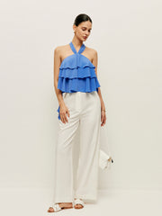 Halter Neck Ruffled Top