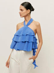 Halter Neck Ruffled Top