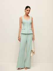 Mid-Waist Wide-Leg Pants Without Belt
