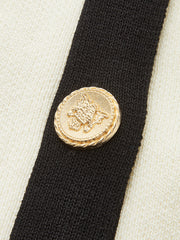 Contrast Trim Metal Button Decor Pocket Sweater Vest