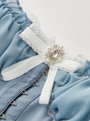 Lace Trim Sweetheart Neck Bow Detail Corset