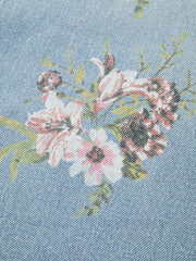 Floral Print Mid-Waist Denim Pants