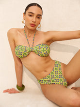 Halter Tie Retro Print Bikini Top