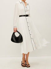 Button-Front Pleated Dress With Belt