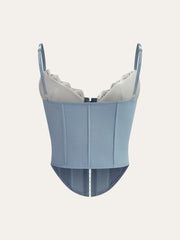 Lace Trim Sweetheart Neck Bow Detail Corset