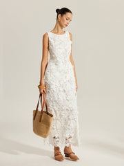 Floral Embroidered Sleeveless Lace Top