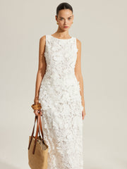 Floral Embroidered Sleeveless Lace Top