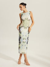 Floral Print Sleeveless Mesh Dress