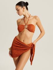 Starfish Detail Bikini Set With Cover-Up Skirt