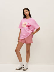 Cotton Floral Graphic Oversized T-Shirt