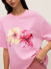 Cotton Floral Graphic Oversized T-Shirt
