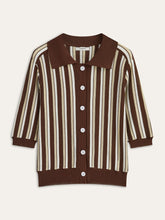 Striped Button-Down Knit Top