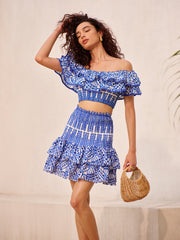 Off-Shoulder Ruffled Skirt Set
