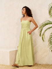 Striped Strapless Pockets Dress