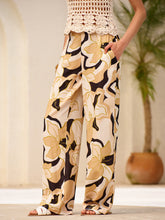 Mid-Waist Floral Print Pockets Pants