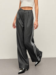 Mid-Waist Striped Panel Pants