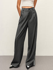 Mid-Waist Striped Panel Pants