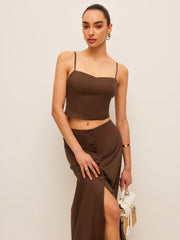 Cotton & Linen Button-Front Skirt Set