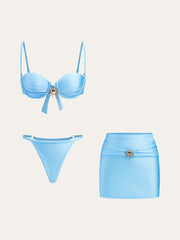 Sunshine Charm Bikini Set With Cover-Up Skirt