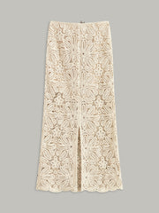Cotton Crochet Lace Semi-Sheer Skirt