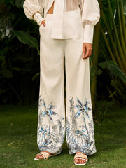 Low-Waist Floral Print Pants With Pockets