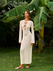 Semi-Sheer Knit Cut-Out Dress