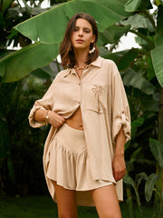 Embroidered Detail Shorts Set