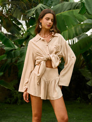 Embroidered Detail Shorts Set