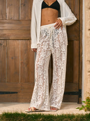 Sheer Mid-Waist Drawstring Pants