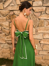 Cotton & Linen Cut-Out Dress With Back Bow