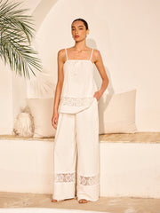 Cotton Pants Set With Lace Panels